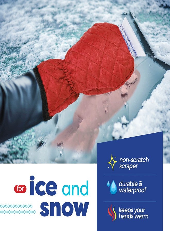 SCRUBIT Ice Sc with Glove - Car Windshield Sc for Ice and Snow w/Fleece Mitt - Quickly Scrape and Remove Snow While Staying Warm - Waterproof & Windproof - Car Sc Snow Brush (Red) - Image 3