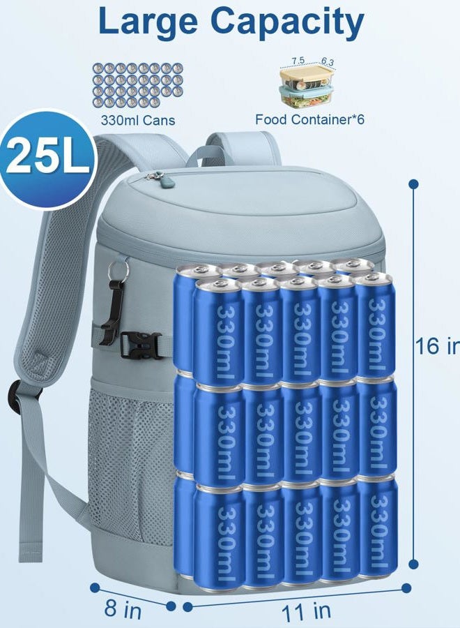 Pritent Cooler Backpack Insulated Waterproof,30 Cans Backpack Coolers Leakproof Lunch Backpack for Men Women Portable Soft Cooler Bag for Beach Camping Travel Picnic, Blue - Image 5