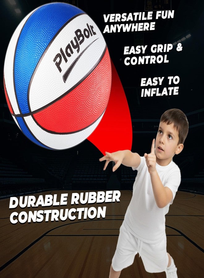 PlayBolt Size 3 Mini Basketballs (Pack of 3) - 7-Inch Premium Red, White & Blue Youth Rubber Basketballs with Hand Pump for Kids, Indoor Over-the-Door Hoops, Backyard Pools, Arcade Games, Training and Practice - Image 5