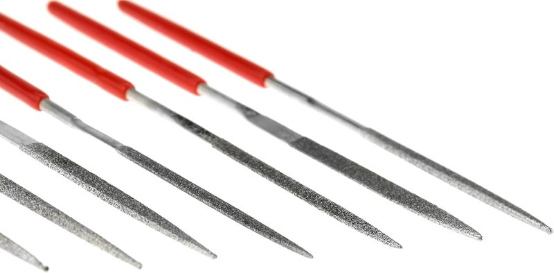 SE 73810DF مجموعة أدوات ملفات الماس الصغيرة 10 قطع، 150 حبيبة - أشكال متنوعة، طول 3-1/4" - مثالية لصانعي المجوهرات، الخشب، الحجر، الزجاج، الأحجار الكريمة - Image 4