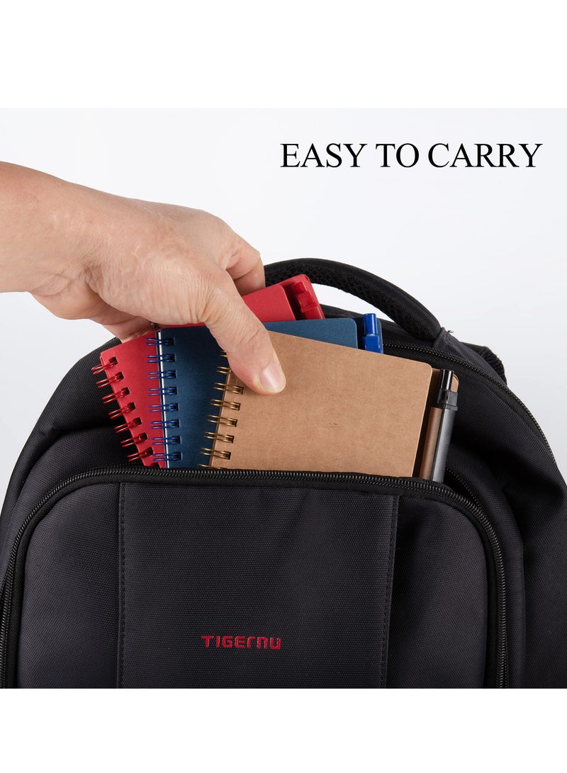 Zikra دفتر ملاحظات حلزوني، 3 عبوات غلاف ورق كرافت مع قلم في حامل، ملاحظات لاصقة علامات صفحات ملونة علامات تبويب علمية دفتر أعمال جيب (أسود أحمر بني) - Image 5