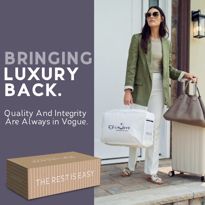 Lincove Cloud Natural Canadian Down Pillow, White Luxury Sleeping Pillow - 625 Fill Power, 500 Thread Count Cotton Shell, Made in Canada, Queen - Medium, 1 Pack - Image 3