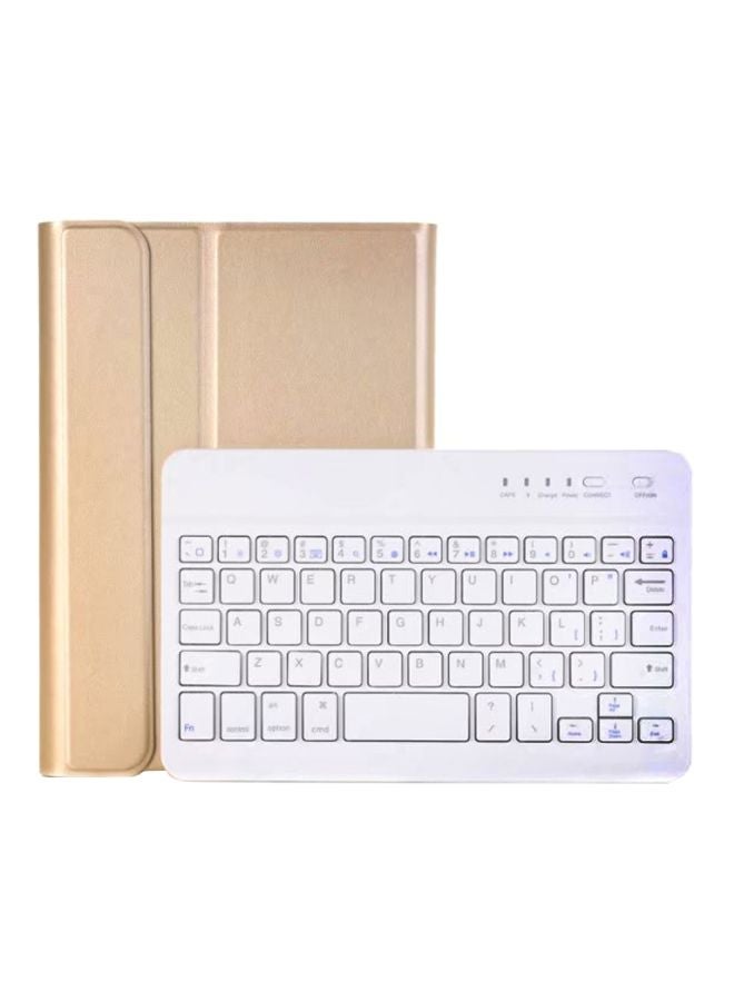 Bluetooth Keyboard Holster For Apple iPad Mini 4/5 Gold/White - Image 1