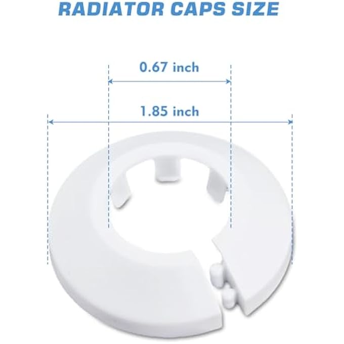 12 PCS WHITE RADIATOR PIPE COVERS - SMALL RADIATOR CAPS AND COLLARS FOR 15MM WATER PIPES - Image 3