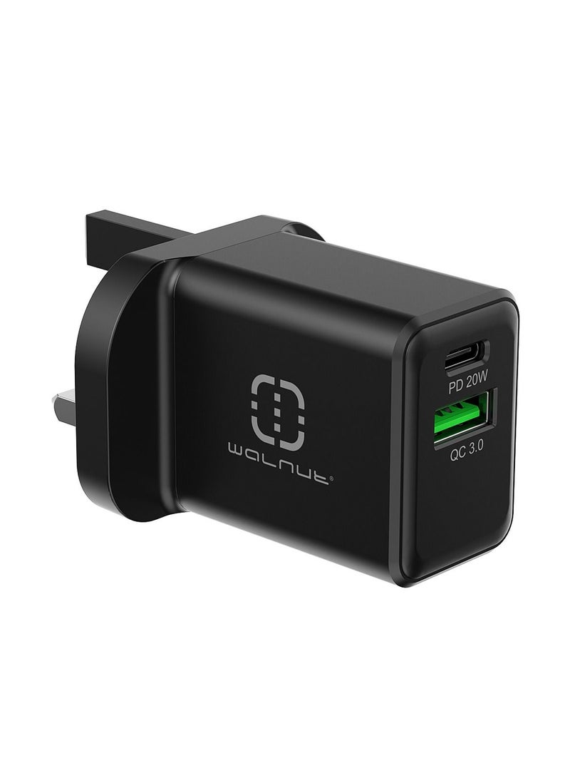 Walnut Dual port USB mini wall charger 38W fast speed - Image 2