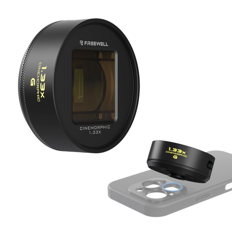 Freewell 133x Gold Anamorphic Lens Compatible with 17mm Mount iPhone Samsung Cinematic Smartphone Lens with Wide Aspect Rich Gold Flare and Enhanced Film Look - Image 2
