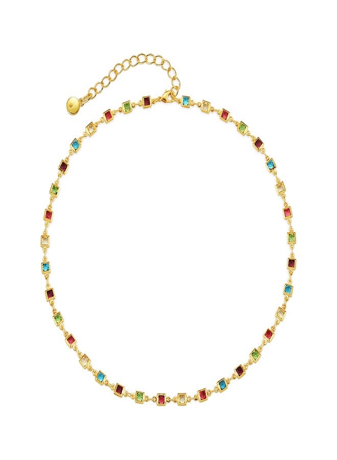 CSIYANJRY99 Colorful Rhinestone Necklace for Women Sparkly Multicolor Crystal Choker Necklace Bride Bridesmaid Prom Party Jewelry (Zircon) - Image 1