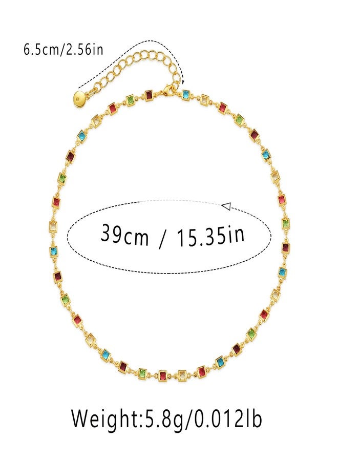 CSIYANJRY99 Colorful Rhinestone Necklace for Women Sparkly Multicolor Crystal Choker Necklace Bride Bridesmaid Prom Party Jewelry (Zircon) - Image 5