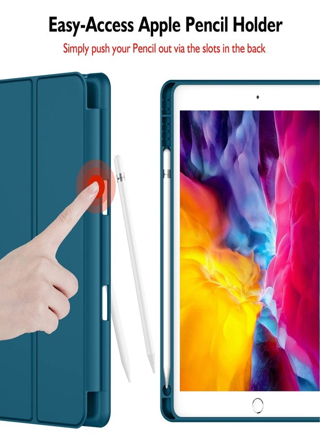 iMieet جراب iMieet لجهاز iPad 9.7 (موديل 2018/2017، الجيل السادس/الخامس)، غطاء ذكي مع حامل قلم وظهر من السيليكون الناعم كجلد الأطفال وحماية كاملة للجسم، غطاء تشغيل/إيقاف تلقائي (لون أزرق مخضر) - Image 2