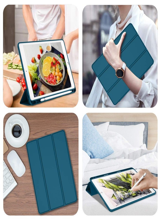 iMieet جراب iMieet لجهاز iPad 9.7 (موديل 2018/2017، الجيل السادس/الخامس)، غطاء ذكي مع حامل قلم وظهر من السيليكون الناعم كجلد الأطفال وحماية كاملة للجسم، غطاء تشغيل/إيقاف تلقائي (لون أزرق مخضر) - Image 4