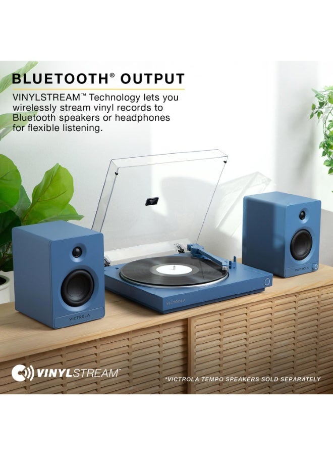 Victrola Fully Automatic Bluetooth Turntable w Audio Technica ATN3600L Cartridge, Automatic Repeat Function, 2-Speed Vinyl Record Player, Wireless Bluetooth Streaming, Preamp & Aluminum Platter Blue - Image 5