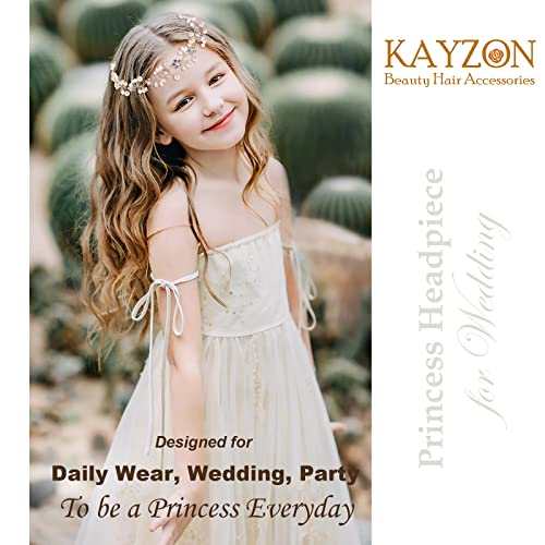 KAYZON Wedding Hair Accessories, Flower Girl Headpiece, Princess Headband with Pearls for Girls, Brides and Women (Silver) - Image 2