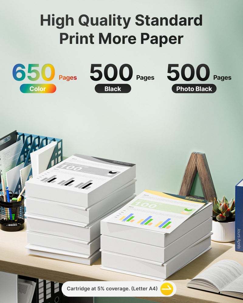SHEENGO 410XL 410 Ink Cartridges Remanufactured for Epson 410XL 410 XL Ink Cartridge 5 Pack T410XL T410 Use for Expression XP-7100 XP-830 XP-640 XP-630 XP-635 XP-530 (Black Cyan Magenta Yellow/Photo Black) - Image 2