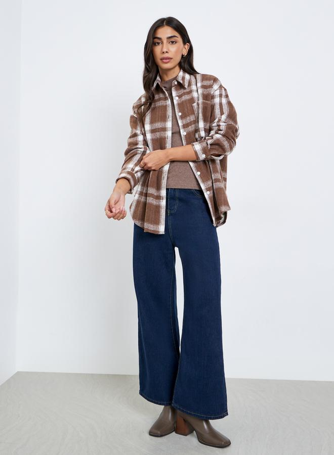 Styli Checked Long Sleeve Oversized Shirt - Image 2
