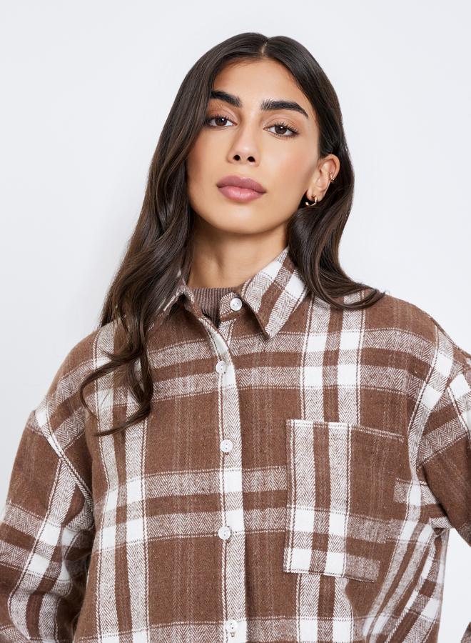Styli Checked Long Sleeve Oversized Shirt - Image 4