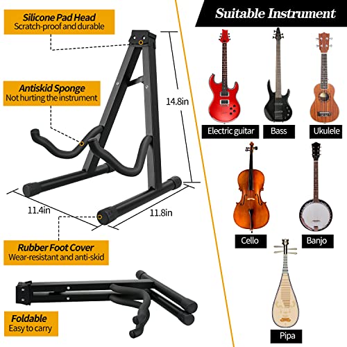 Mdvora 3pcs Guitar Accessories Kit - Gig Bag, Folding Stand, Adjustable Strap for Acoustic, Classical, Bass Guitar - Image 5