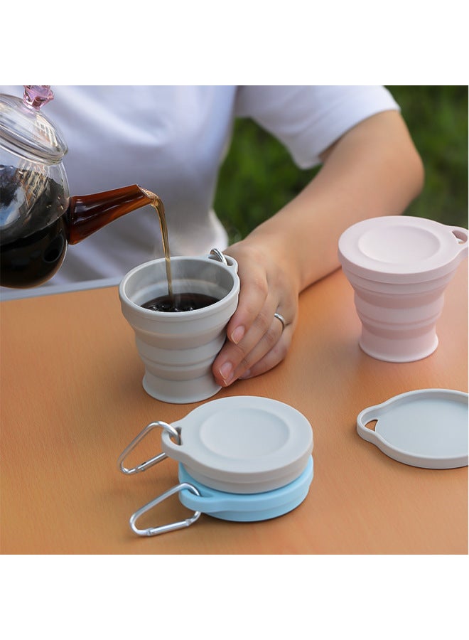 Silicone Folding Cup Portable Outdoor Travel Environmental Protection Cup Promotional Gift Water Cup With Lid Retractable Kettle-Color:single Opp Bag Gray-Capacity:180ml  - Image 2