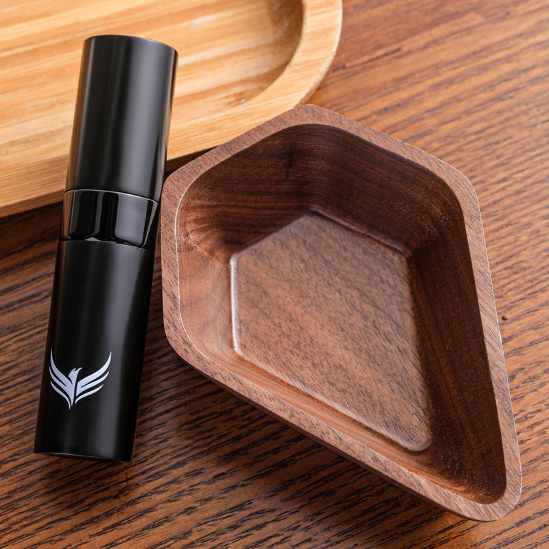 KNODOS Walnut Coffee Bean Dosing Cup and RDT Coffee Spritzer Set Coffee Bar Accessories Wooden Dosing Vessel Single Dose Coffee Measuring Tray Kit - Image 1