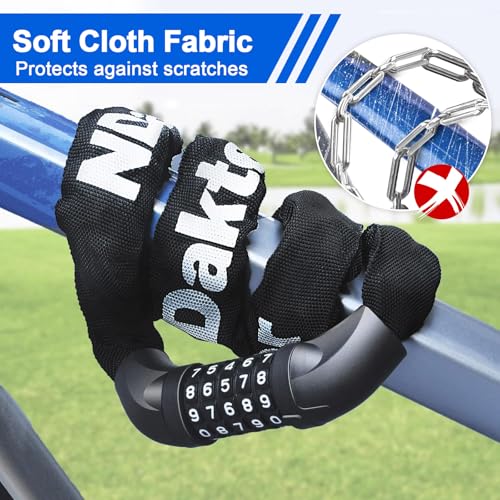 NDakter Bike Lock, 5 Digit Combination Heavy Duty Anti Theft Bicycle Chain Lock, 2.62/3.2/4.27/5/6Ft Long, High Security Resettable, Suitable for Bike, Scooter, Door, Gate, Fence-4/6mm Thick - Image 5