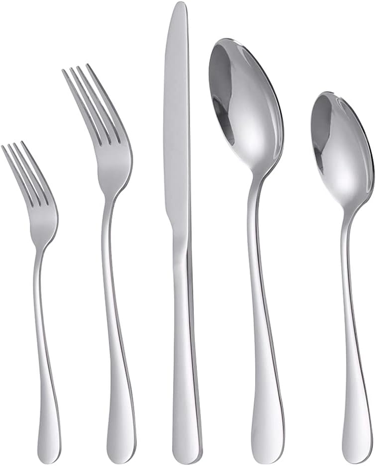 Xingjiake 20piece Silverware Set with Steak Knives For 4 Flatware Cutlery Set Stainless Steel Forks And Spoons Silverware Set Kitchen Utensils Set Dishwasher Safe - Image 1