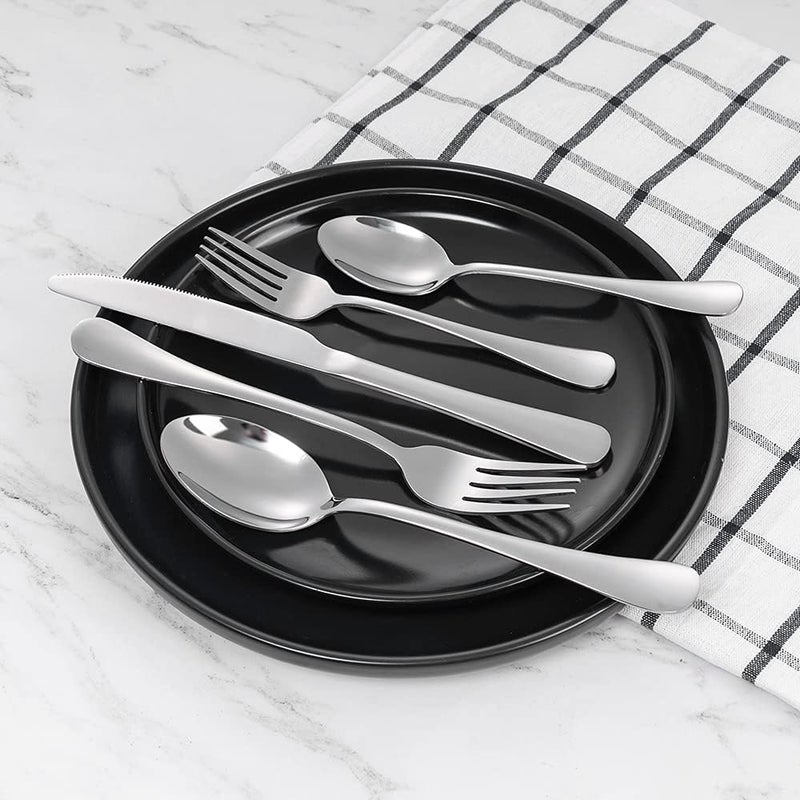 Xingjiake 20piece Silverware Set with Steak Knives For 4 Flatware Cutlery Set Stainless Steel Forks And Spoons Silverware Set Kitchen Utensils Set Dishwasher Safe - Image 4