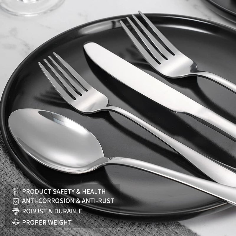 Xingjiake 20piece Silverware Set with Steak Knives For 4 Flatware Cutlery Set Stainless Steel Forks And Spoons Silverware Set Kitchen Utensils Set Dishwasher Safe - Image 3