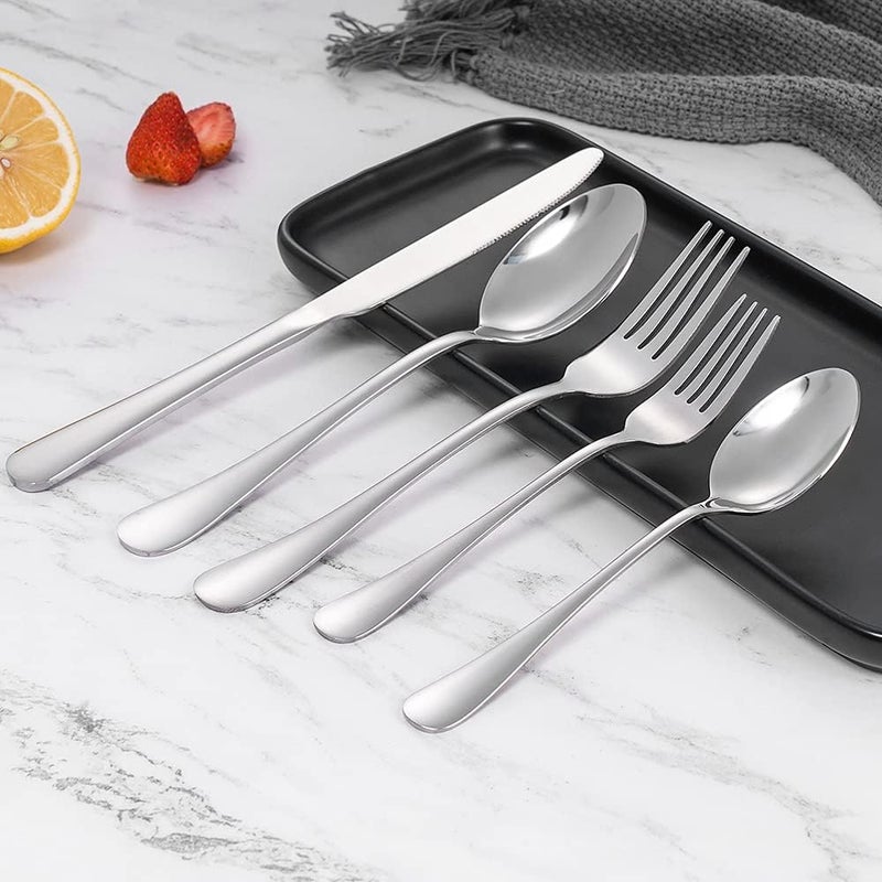 Xingjiake 20piece Silverware Set with Steak Knives For 4 Flatware Cutlery Set Stainless Steel Forks And Spoons Silverware Set Kitchen Utensils Set Dishwasher Safe - Image 5