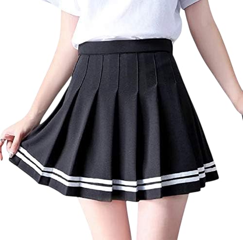 KHALAK Short Skirt for Women|Pleated Mini Skirt|Tennis Skater (in, Alpha, XS, Regular, Black Patti) - Image 1