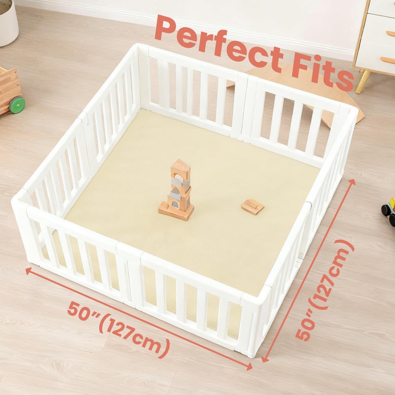 Huloo Sleep Baby Play Mat for Floor,1.3" Thick Elasti-Foam 50"Ã—50" Playpen Mat for Tummy Time,Water Repellent Soft Coral Velvet for Toddler,Infant,Kids,Non-Slip Backing Safe for Crawling(Vanilla) - Image 4