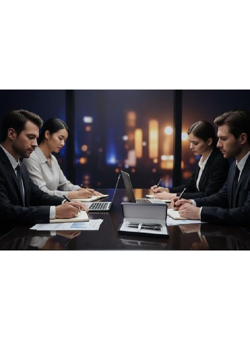 Premium Metal Black Pen – Set of 2 Stylish Pens in Premium Box with Modern and Elegant Design, Smooth and Precise Writing, Comfortable Grip and Lightweight, Perfect for Work, Study, and Daily Notes - Image 3