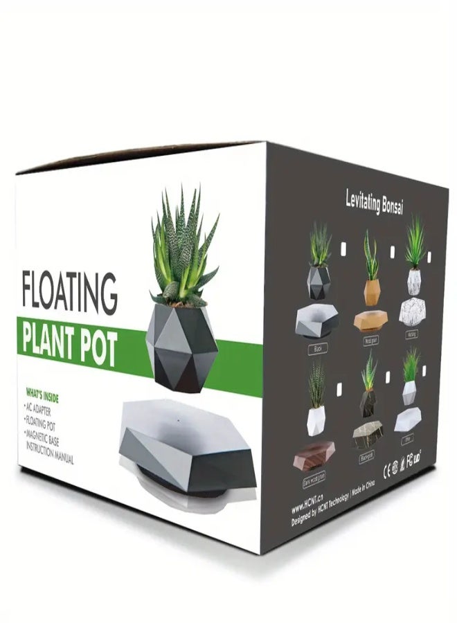 AROAQ Magnetic Levitating Mini Rotating Flower Pot, New Magic Black Floating Plant Pot, Creative Pots For Office Desktop Balcony Home Garden Indoor Statue Decorations Ornaments - Image 5