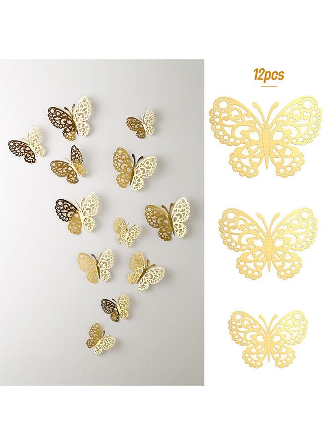 NIBEMINENT 12-Piece 3D Butterfly Wall Stickers Gold - Image 4