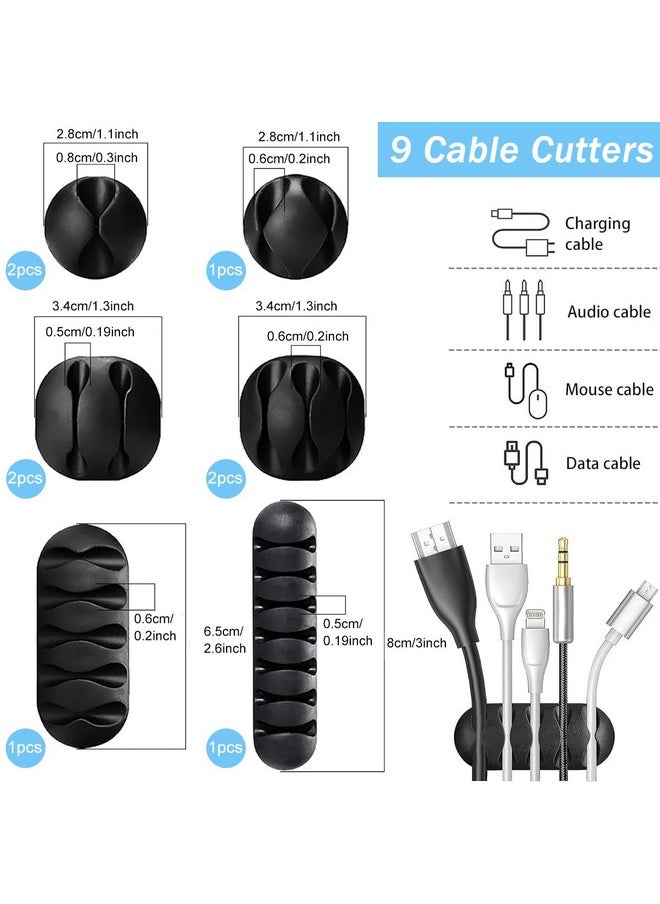 HASTHIP HASTHIP® 173 Pcs Cable Management Organizer Kit with 4 Split Cable Sleeve, 47 Self Adhesive Cable Clips Holder, 10 Cable Ties, 10 Adhesive Wall Cable Tie, 100 Fasten Cable Ties, 2 x Roll Cable Ties  - Image 2