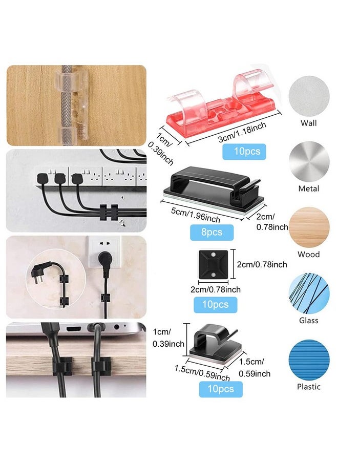 HASTHIP HASTHIP® 173 Pcs Cable Management Organizer Kit with 4 Split Cable Sleeve, 47 Self Adhesive Cable Clips Holder, 10 Cable Ties, 10 Adhesive Wall Cable Tie, 100 Fasten Cable Ties, 2 x Roll Cable Ties  - Image 3