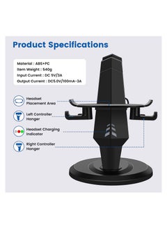 Y&D VR Stand, Headset Charging Dock Display Touch Controllers Accessories for Oculus Quest, Quest 2,Rift, Rift S, Valve Index, Black  - Image 4