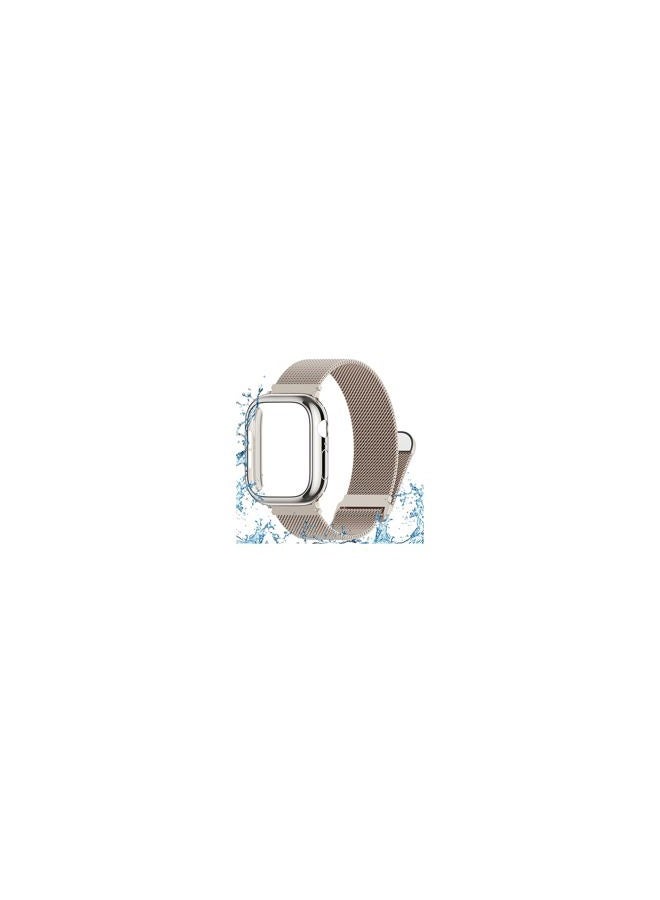 Vigamen Waterproof Stainless Steel Milanese Band with Case Compatible for Apple Watch Bands 40mm for Women Men,Breathable Metal Magnetic Replacement Strap for iWatch Series 6 5 4 SE SE 3,Starlight - Image 1