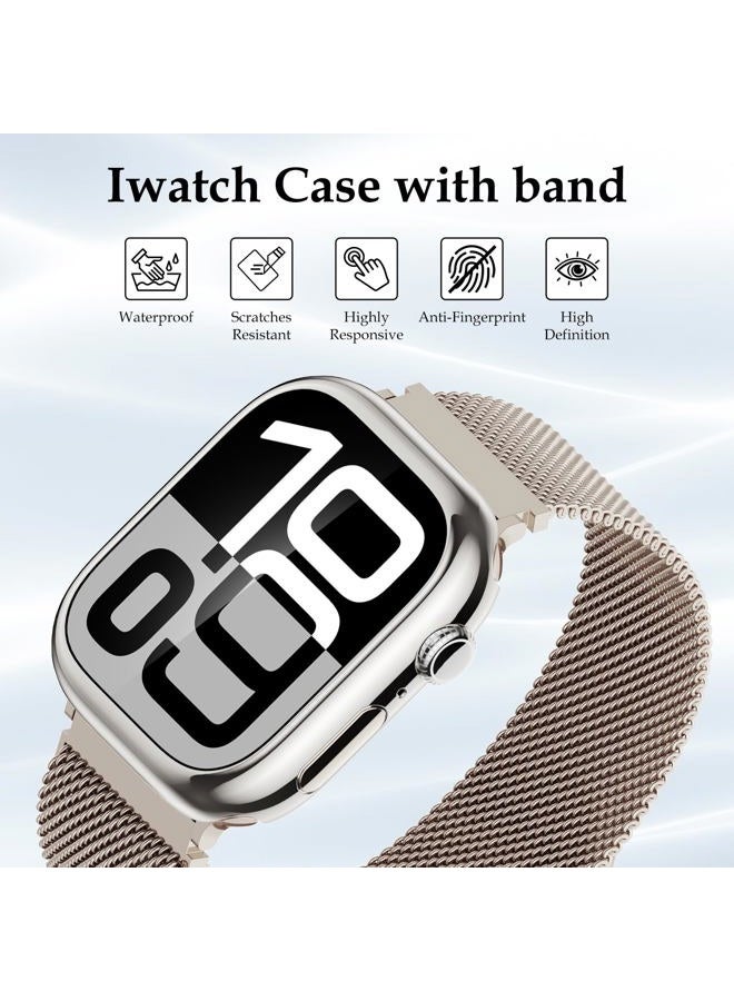 Vigamen Waterproof Stainless Steel Milanese Band with Case Compatible for Apple Watch Bands 40mm for Women Men,Breathable Metal Magnetic Replacement Strap for iWatch Series 6 5 4 SE SE 3,Starlight - Image 4