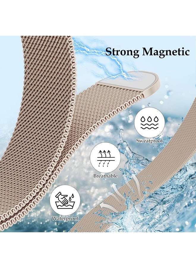 Vigamen Waterproof Stainless Steel Milanese Band with Case Compatible for Apple Watch Bands 40mm for Women Men,Breathable Metal Magnetic Replacement Strap for iWatch Series 6 5 4 SE SE 3,Starlight - Image 2