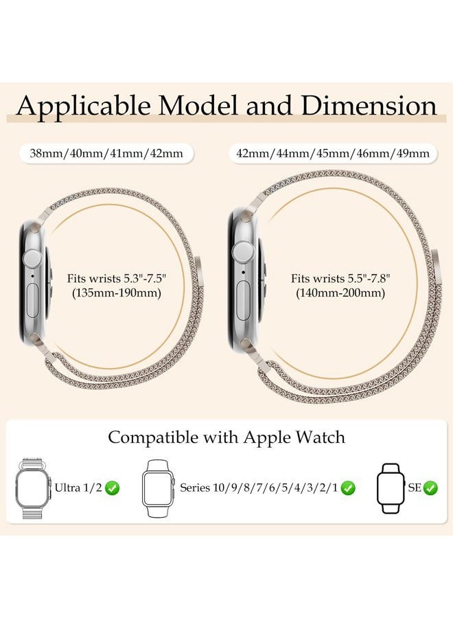 Vigamen Waterproof Stainless Steel Milanese Band with Case Compatible for Apple Watch Bands 40mm for Women Men,Breathable Metal Magnetic Replacement Strap for iWatch Series 6 5 4 SE SE 3,Starlight - Image 5