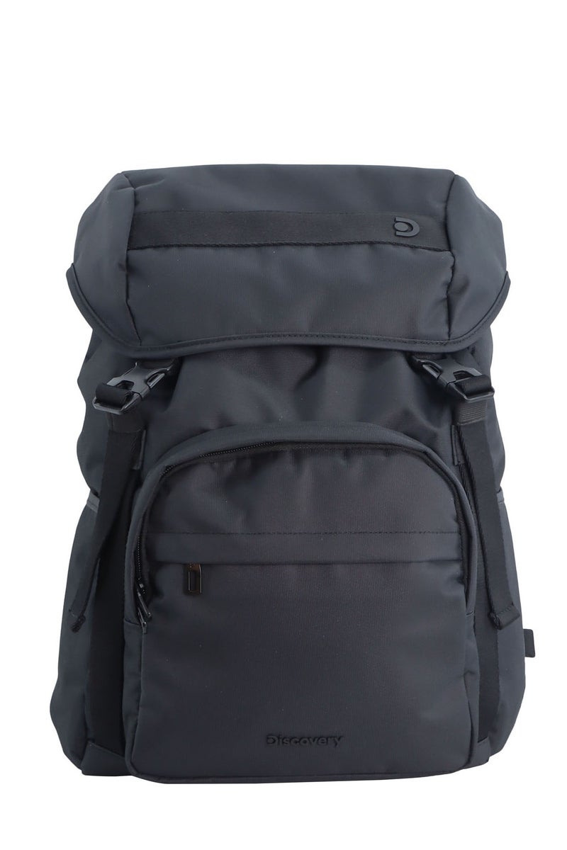 Discovery Discovery Downtown Travel Backpack 26L – Black|RPET Laptop Backpack with Buckle Flap & RFID Protection - Image 1