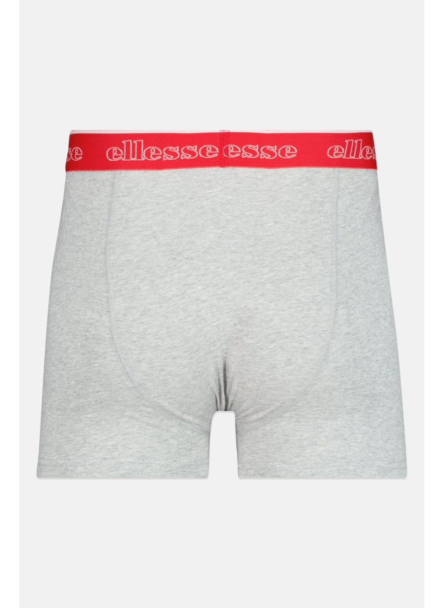 Ellesse Men 3 Pieces Brand Logo Trunks, Red/Grey/Navy  - Image 2