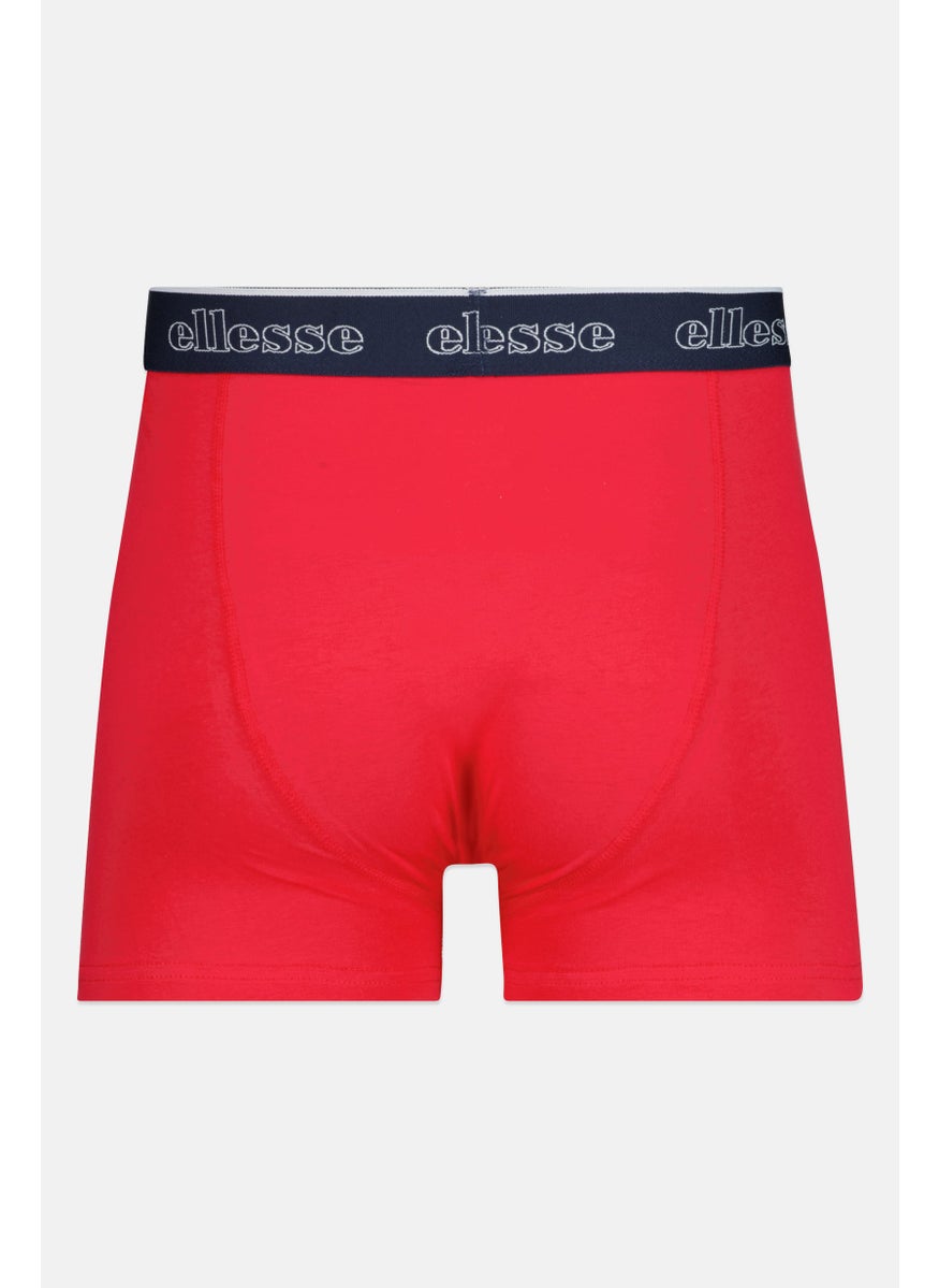 Ellesse Men 3 Pieces Brand Logo Trunks, Red/Grey/Navy  - Image 3