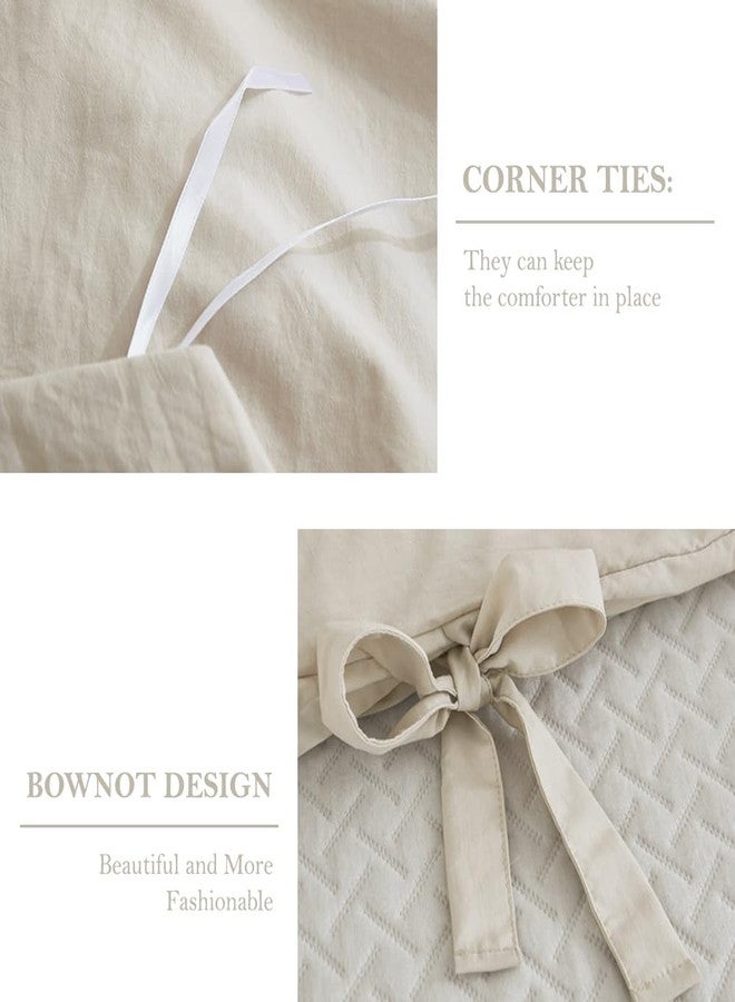 annadaif Beige Duvet Cover Queen(90x90 Inch), 3 Pieces (1 Duvet Cover, 2 Pillowcases) Soft Washed Microfiber Bow tie Bowknot Duvet Cover Set, Easy Care Bedding Set for Men, Women - Image 4