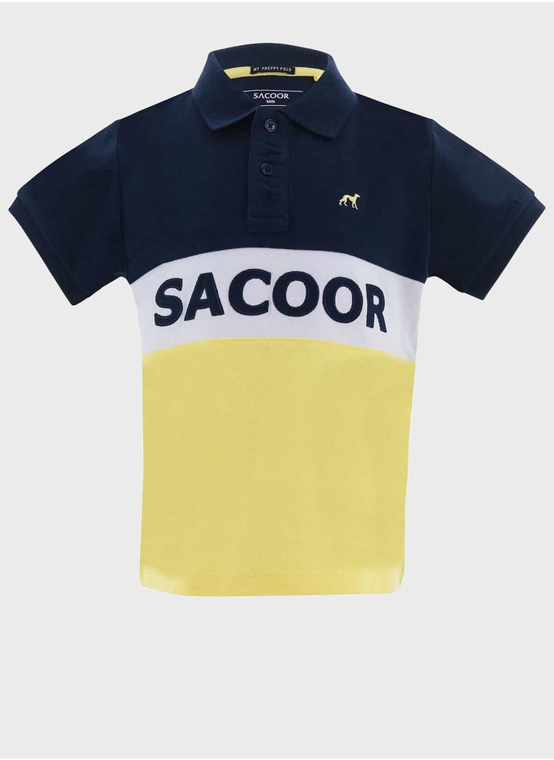 Kids Color Block Polo