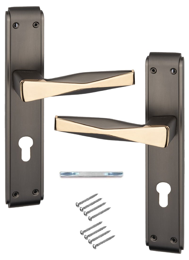 Lozan Pair Of Heavy Duty Door Handles Brown/Golden Colour 