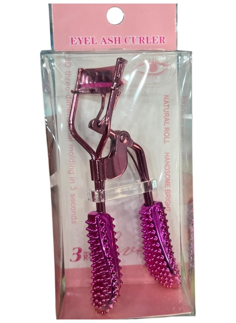 Professional Stainless Steel Eyelash Curler with Silicone Pad, Pink