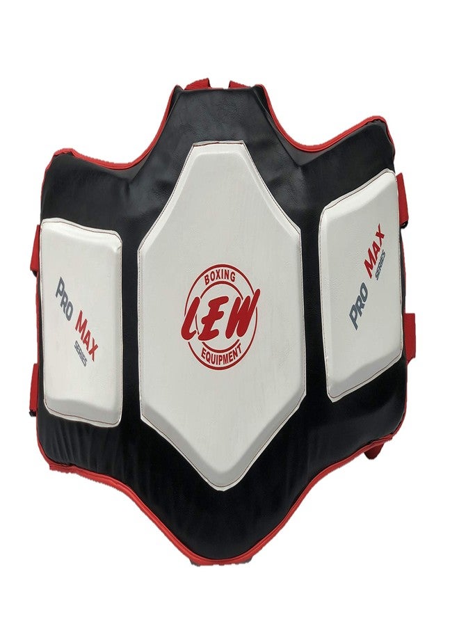 LEW Super Pro Max Boxing Belly Pad Rib Shield Chest Guard MMA Body Protector Martial Arts Armour Taekwondo Training PU Focus Pads (White & Black) - Image 2