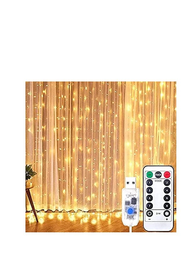 Curtain Fairy Lights Hanging Lights for Bedroom with Remote USB Plug in Curtain Lights for Backdrop Decoration 300 LED Warm White Twinkle Window Lights 8 Modes Waterfall Lights  - Image 1