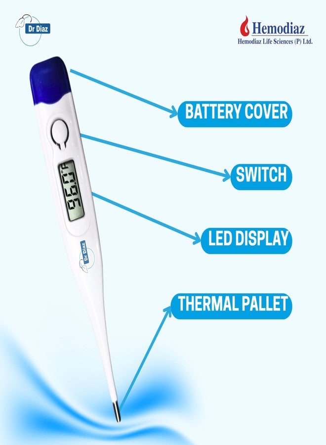 Dr Diaz DT-01 Digital Thermometer for Body Fever check with One Touch Operation Quick Measurement for Testing Kids Adults & Babies Temperature Thermometer (Pack of 3) - Image 3