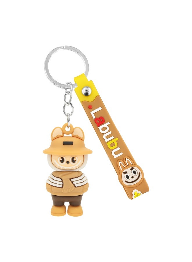 لابوبو سلسلة مفاتيح LABUBU على شكل شخصية كرتونية مع بطاقة مطاطية مقاس 12.5 سم - مادة PVC متينة، سلسلة مفاتيح محمولة للحقائب وحقائب الظهر والمفاتيح، هدية مثالية للفتيات والأصدقاء والعائلة - Image 2